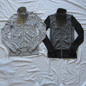 Lot of 2 Lululemon Nice Asana Jackets sz 8 Herringbone Not So Petite Fleur Gray
